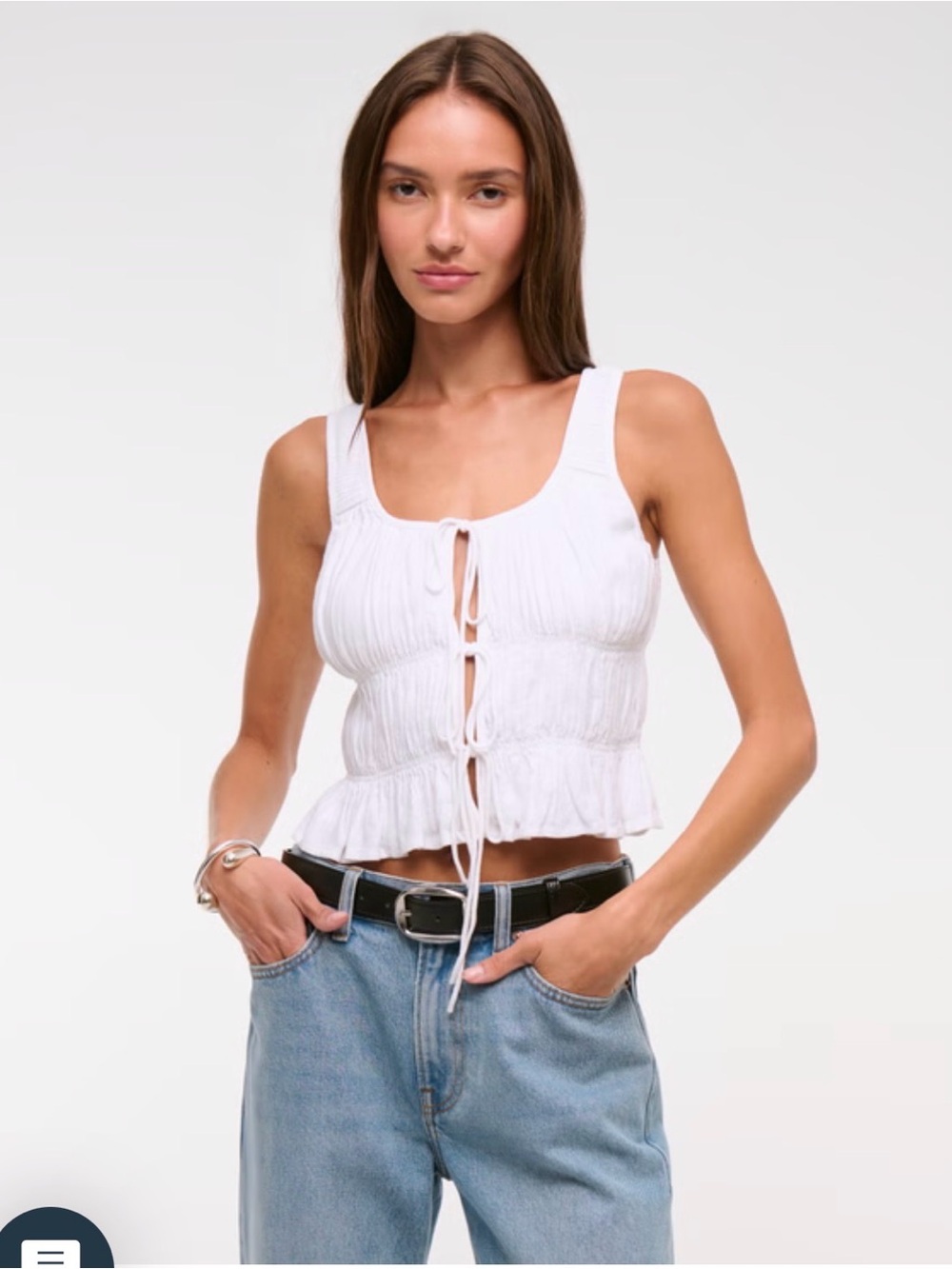 Abercrombie & Fitch White Tie-Front Camisole